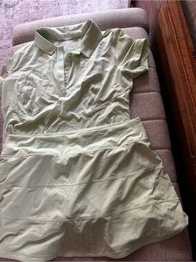 Lululemon Mint Golf Skort and collared shirt set